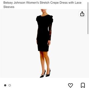 NWT Betsey Johnson Women’s Stretch Crepe Dress with Lace Sleeves